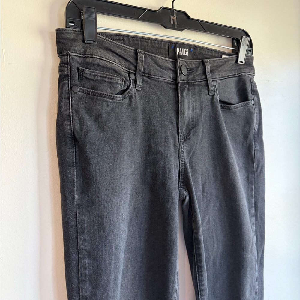 PAIGE Verdugo Black Distressed Hem Skinny Ankle Jeans Size 28 - Picture 2 of 7